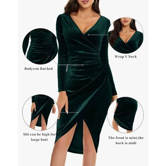 MWOT HUHOT WOMENS VELVET COCKTAIL/PARTY DRESS - Picture 6 of 7